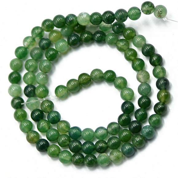 171pcs Natural Moss Agate Gemstone Beads Smooth Flat Round Loose Spacer 4.5~5mm 